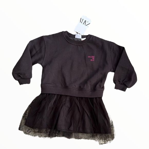 ZARA Kids | Charcoal | COMBINATION TULLE DRESS - Picture 6 of 6